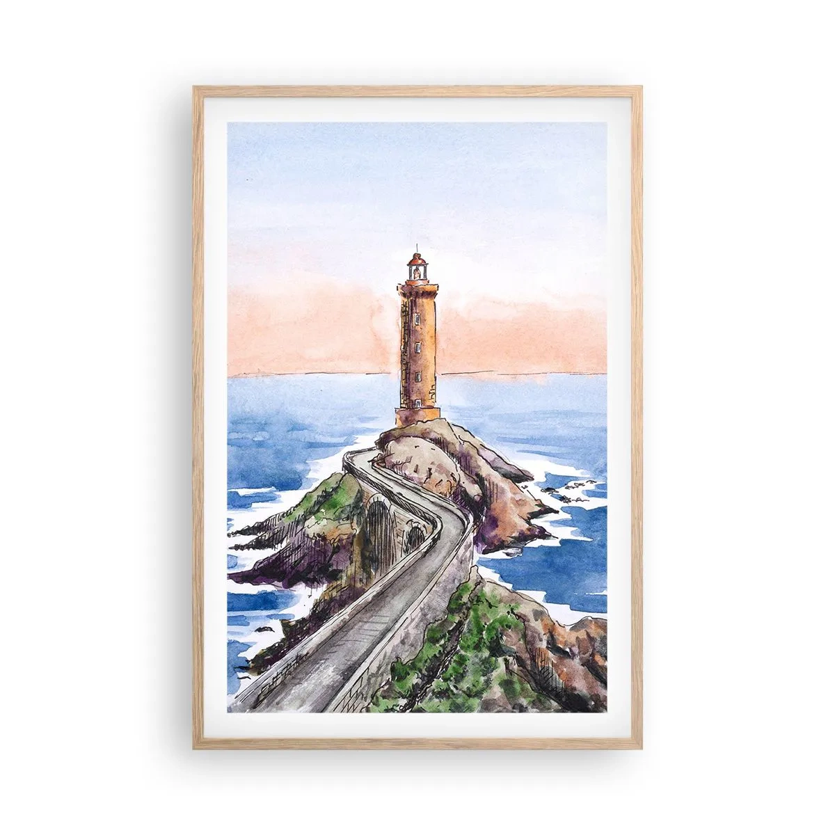 Poster în ramă de stejar deschis - Cu fața la mare - 61x91 cm