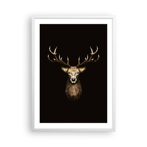 Poster în ramă albă - Cerb cubist - 50x70 cm