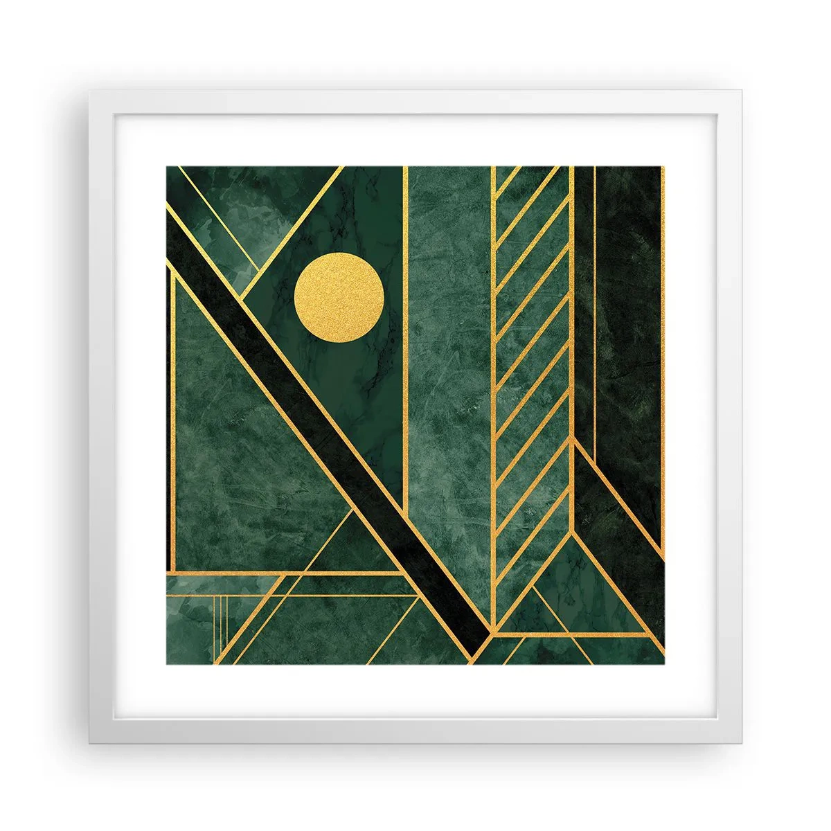 Poster în ramă albă - Dinamica aurului și a azurului - 40x40 cm