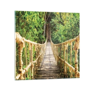 Tablou pe sticlă - Suspendat în verde - 30x30 cm