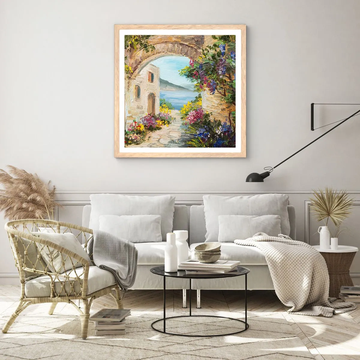 Poster în ramă de stejar deschis - Farmecul peisajului de coastă - 60x60 cm