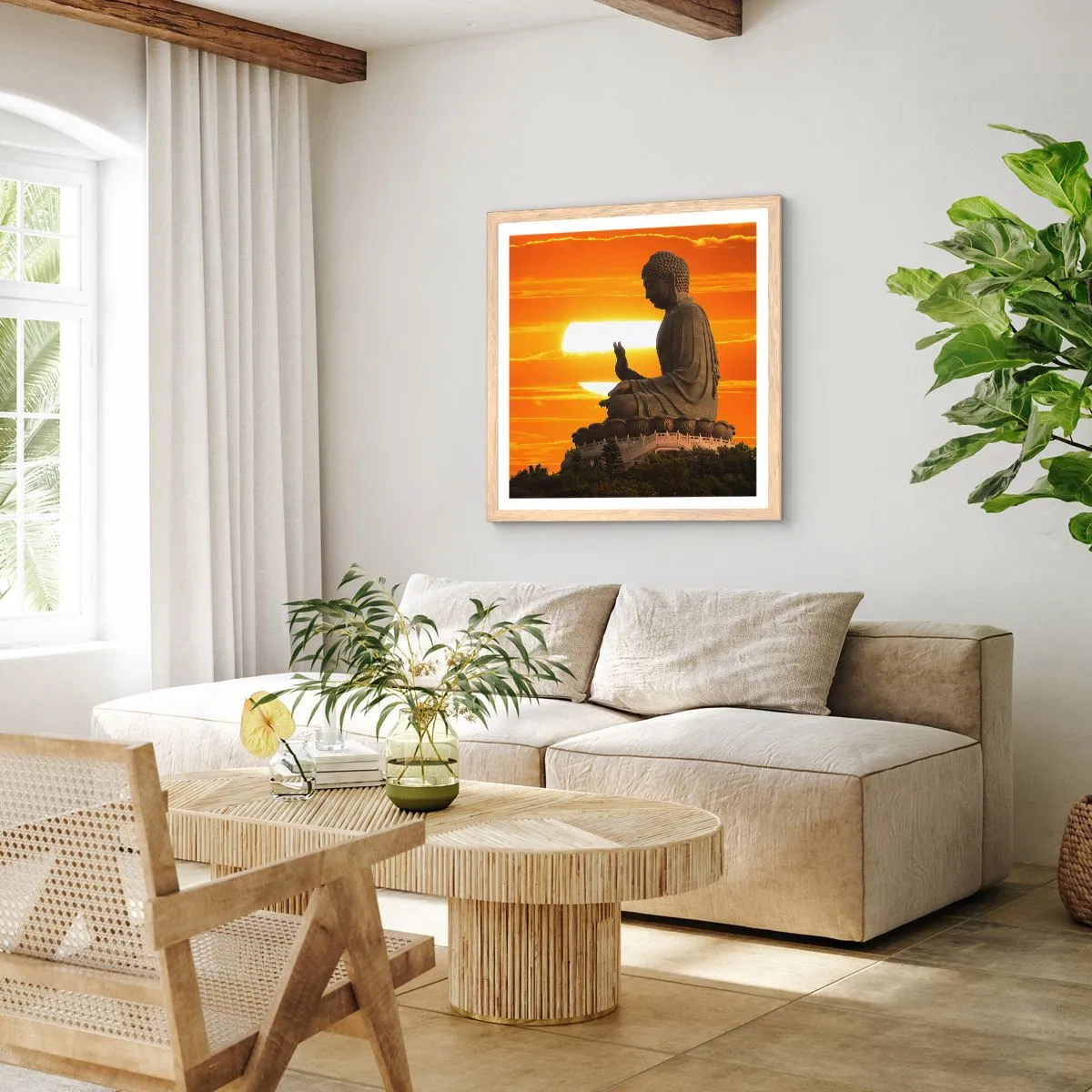 Poster în ramă de stejar deschis - Fără frică de lume - 60x60 cm