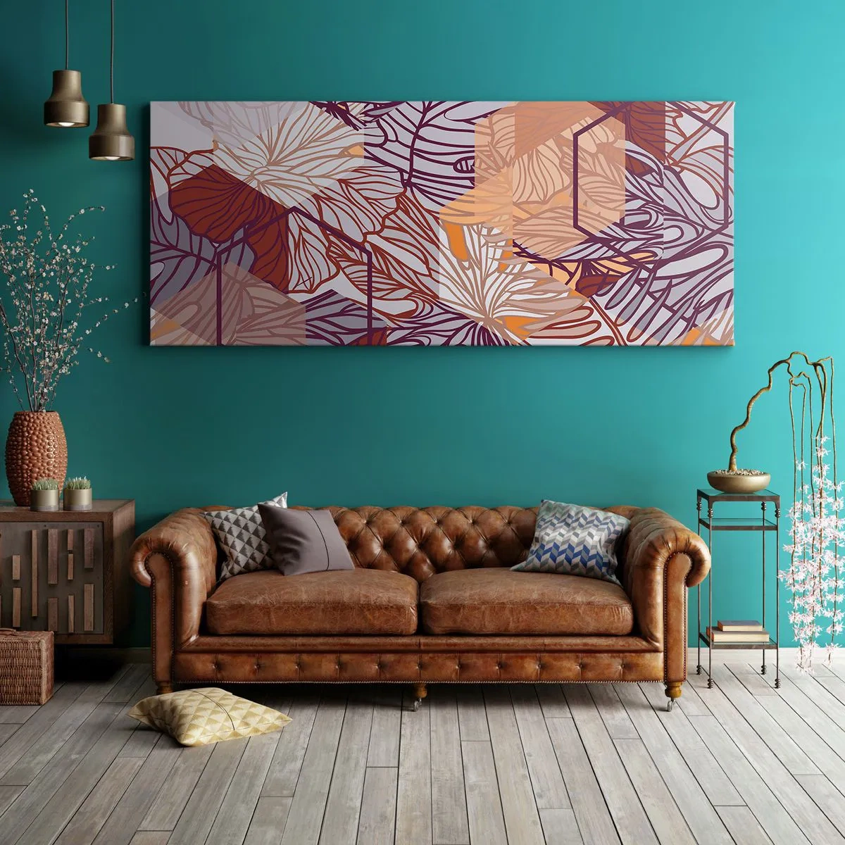 Tablou pe pânză - Relația imposibilă dintre geometrie și natură - 100x40 cm