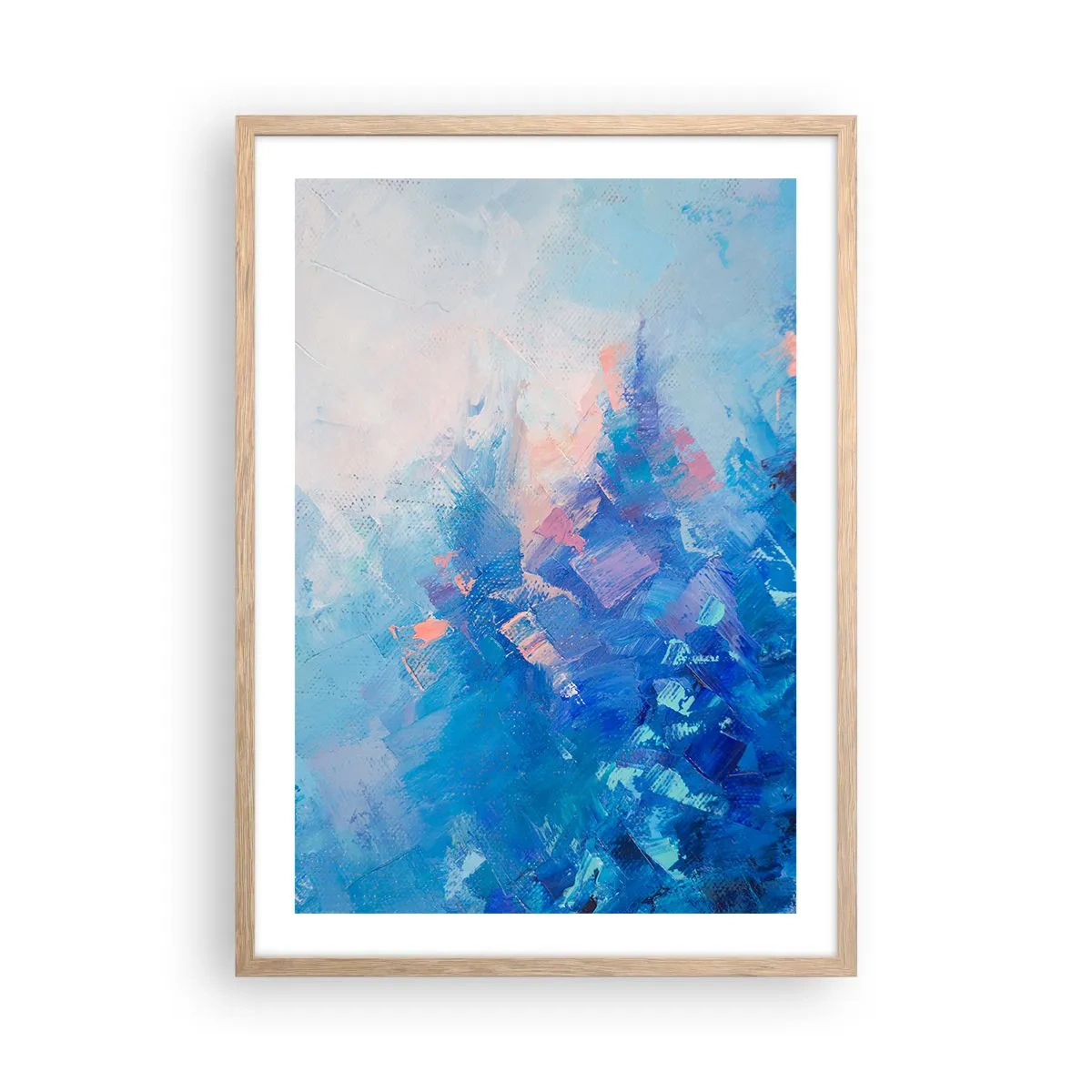 Poster în ramă de stejar deschis - Abstracție de iarnă - 50x70 cm