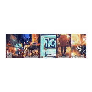 Mostră tapet Premium Canvas - Iar orașul nu doarme - Oraș, oameni, Arhitectură - 100x30 cm