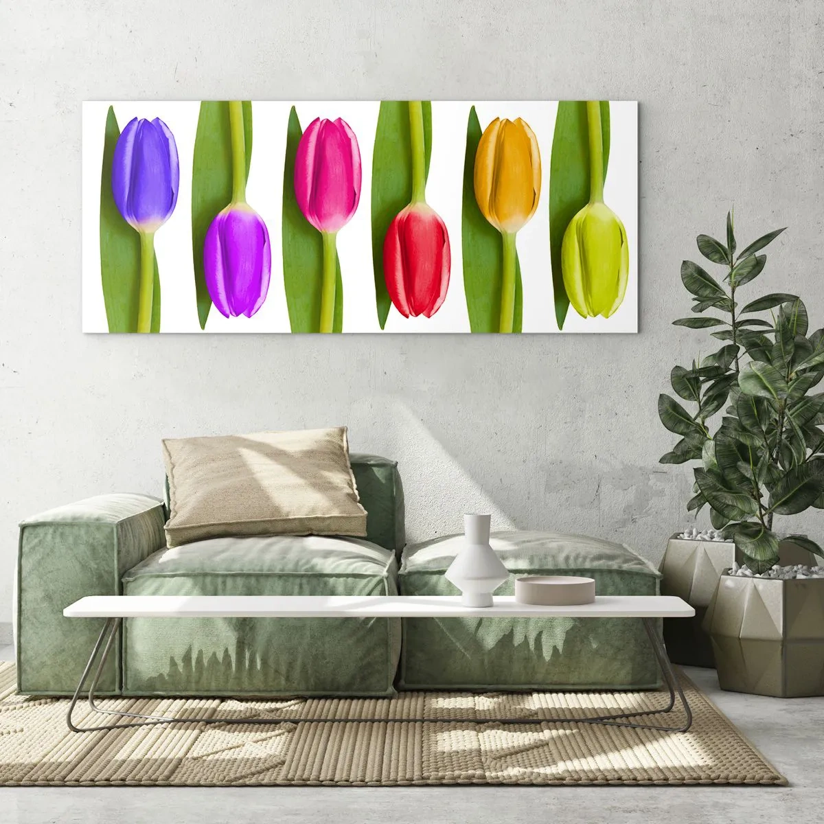 Tablou pe sticlă - Compoziție curcubeu - 140x50 cm