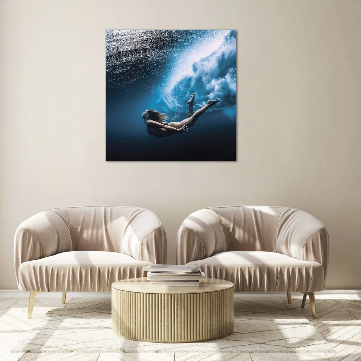 Tablou pe sticlă - Sirena modernă - 60x60 cm