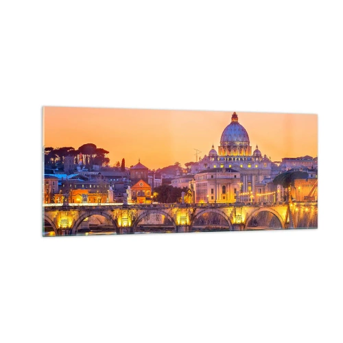 Tablou pe sticlă - Amurg deasupra Orașului Etern - 100x40 cm