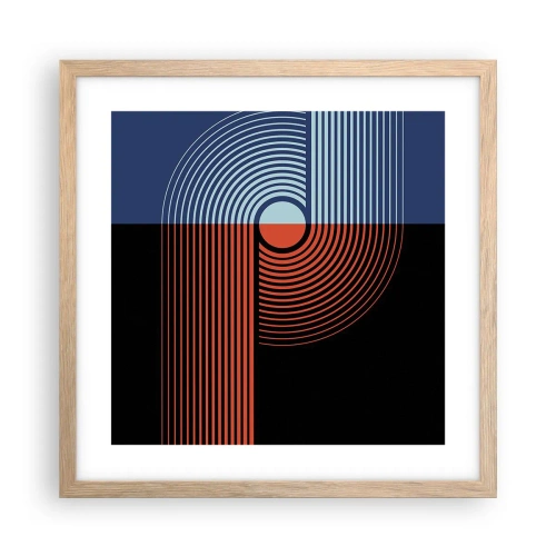 Poster în ramă de stejar deschis - Într-o îmbrăţişare geometrică - 40x40 cm
