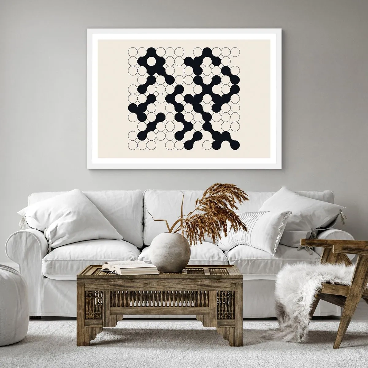 Poster în ramă albă - Joc chinezesc - o variație - 60x60 cm