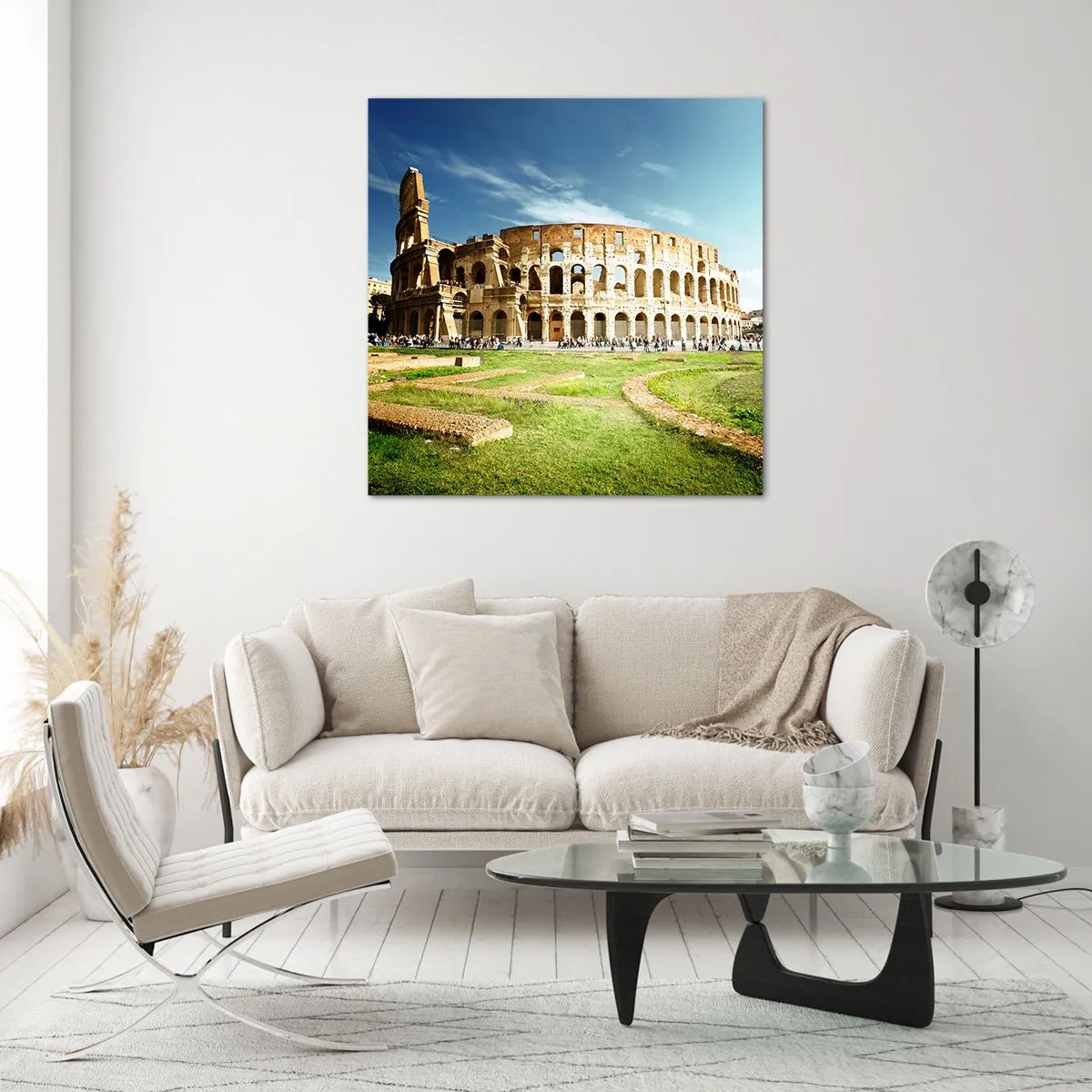 Tablou pe sticlă - Încă mai poți auzi zgomotul armelor - 70x70 cm