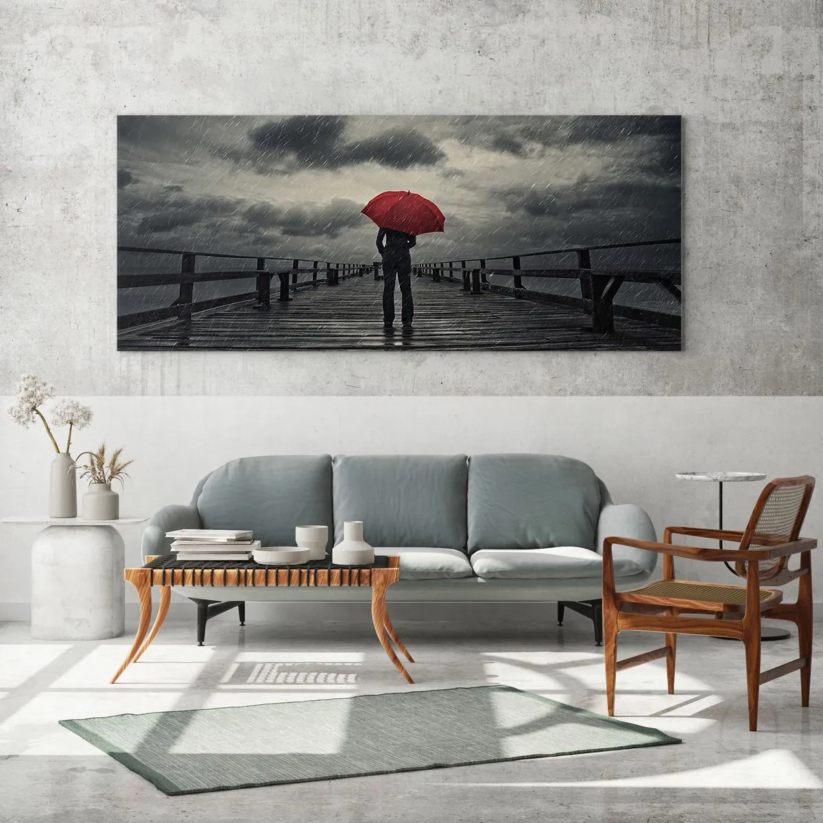 Tablou pe sticlă - Nu e nimic dacă plouă - 120x50 cm