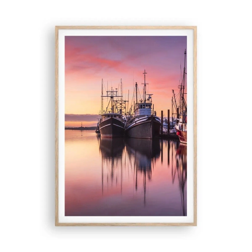 Poster în ramă de stejar deschis - Înainte de o zi plină - 70x100 cm