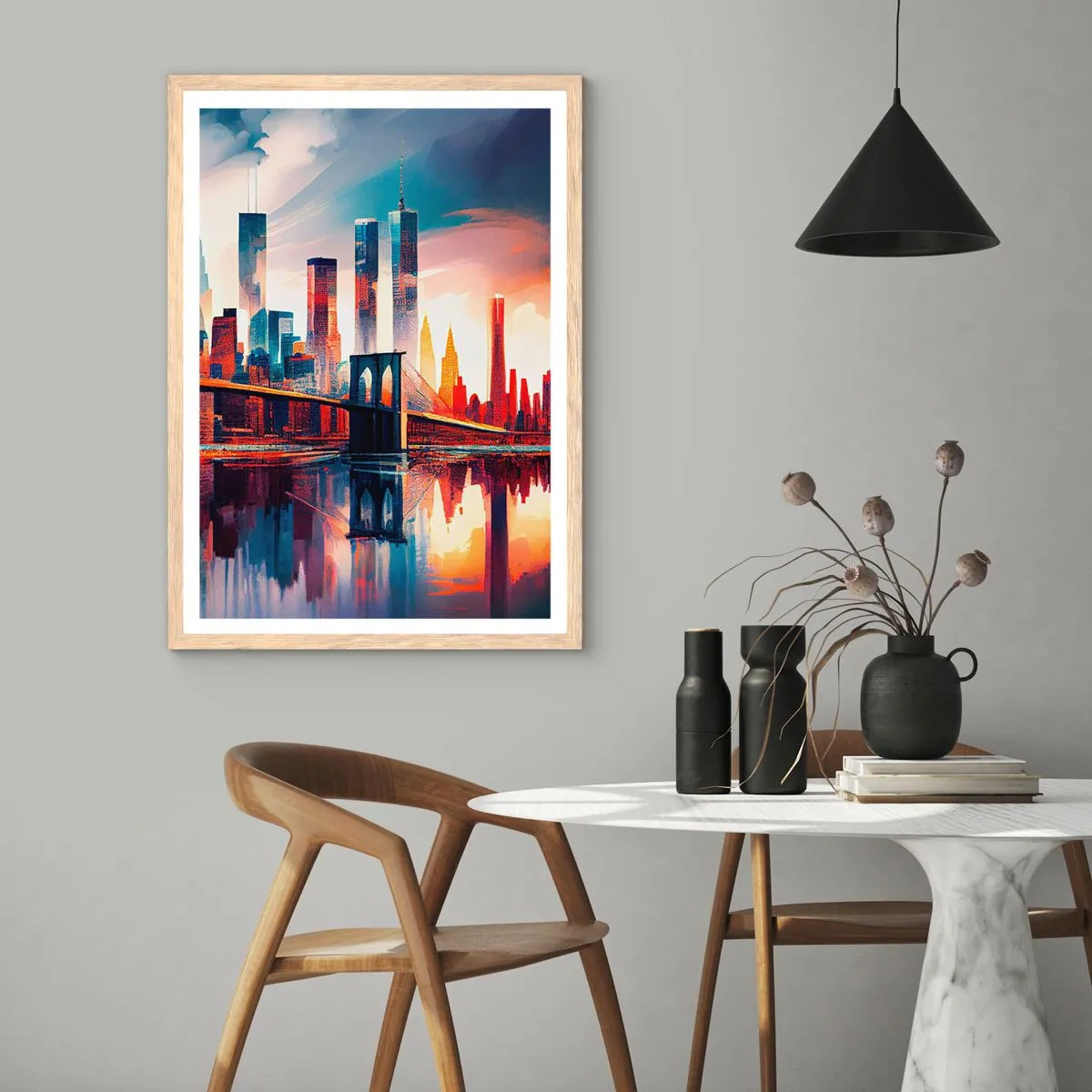 Poster în ramă de stejar deschis - New York fenomenal - 70x100 cm