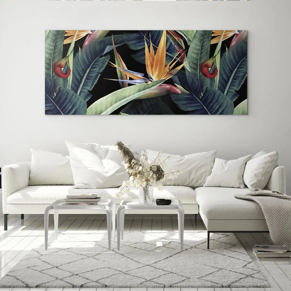 Tablou pe sticlă - Florile de flacără ale tropicelor - 140x50 cm