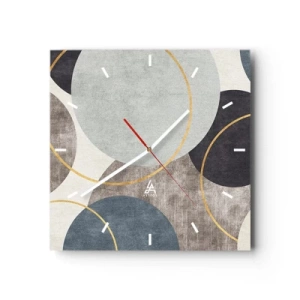 Ceas de perete - Ceas pe sticlă - Roată cu roată - 30x30 cm