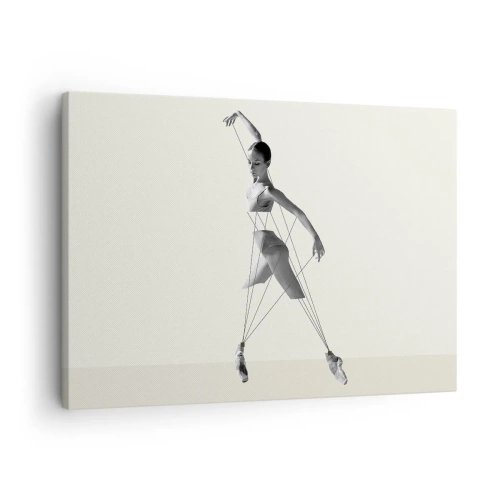 Tablou pe pânză Canvas - Balerină într-o interpretare geometrică cu linii - 70x50cm - Într-un teatru de lumină - Decorațiune modernă pentru perete pentru living și dormitor ARTTOR