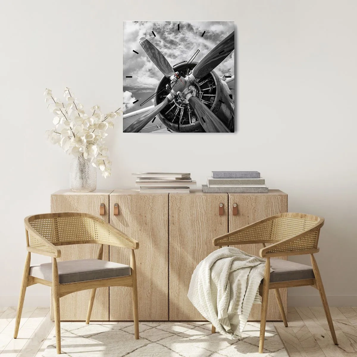 Ceas de perete - Ceas pe sticlă - Cuceritorul cerului - 40x40 cm