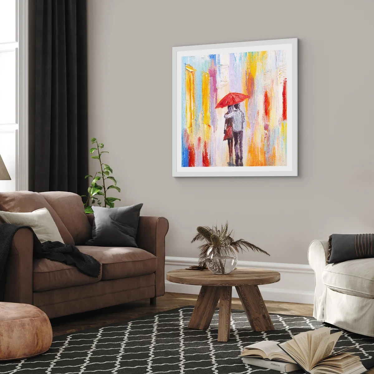 Poster în ramă albă - Să plouă în continuare - 60x60 cm