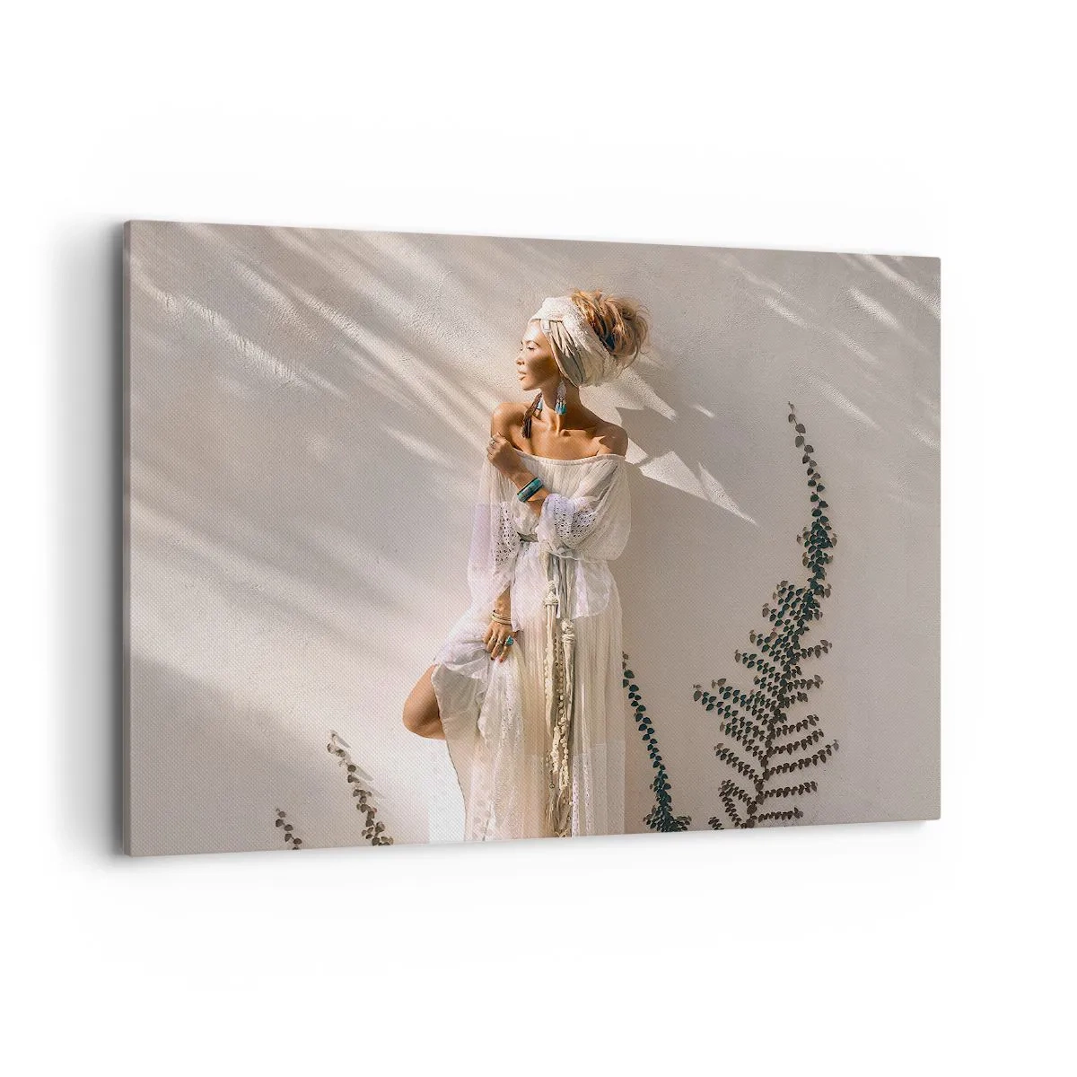 Tablou pe pânză - Soarele și fata - 100x70 cm