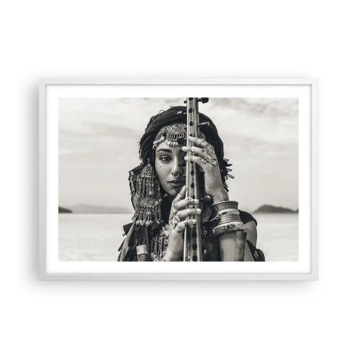 Poster în ramă albă - Muzica orientală în sine - 70x50 cm