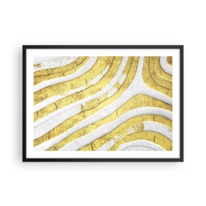 Poster în ramă neagră - Compoziția în alb și auriu - 70x50 cm