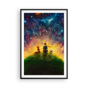 Poster în ramă neagră - Dragoste și prietenie - întreaga lume - 61x91 cm