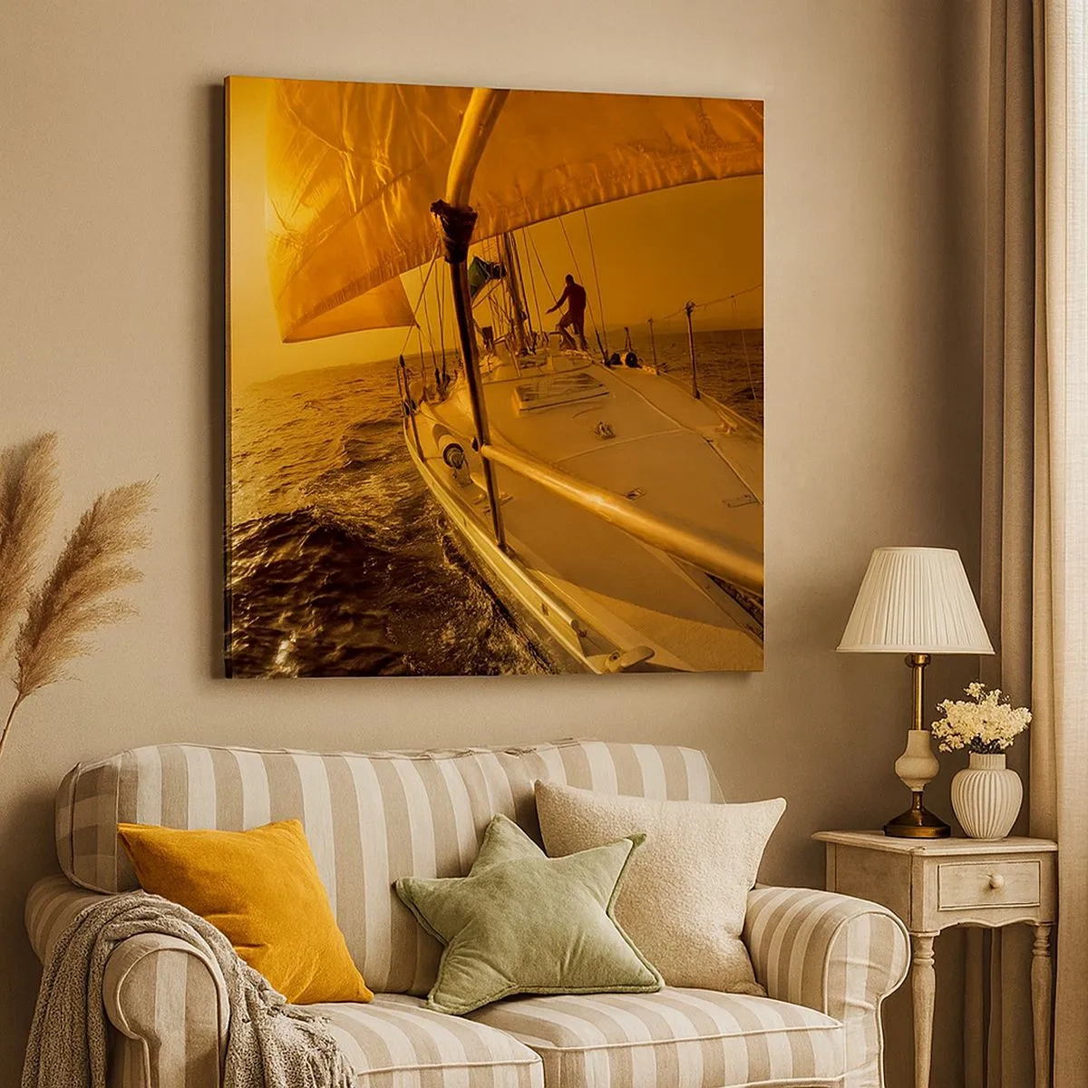 Tablou pe pânză - O seară aurie după o zi multicoloră - 30x30 cm