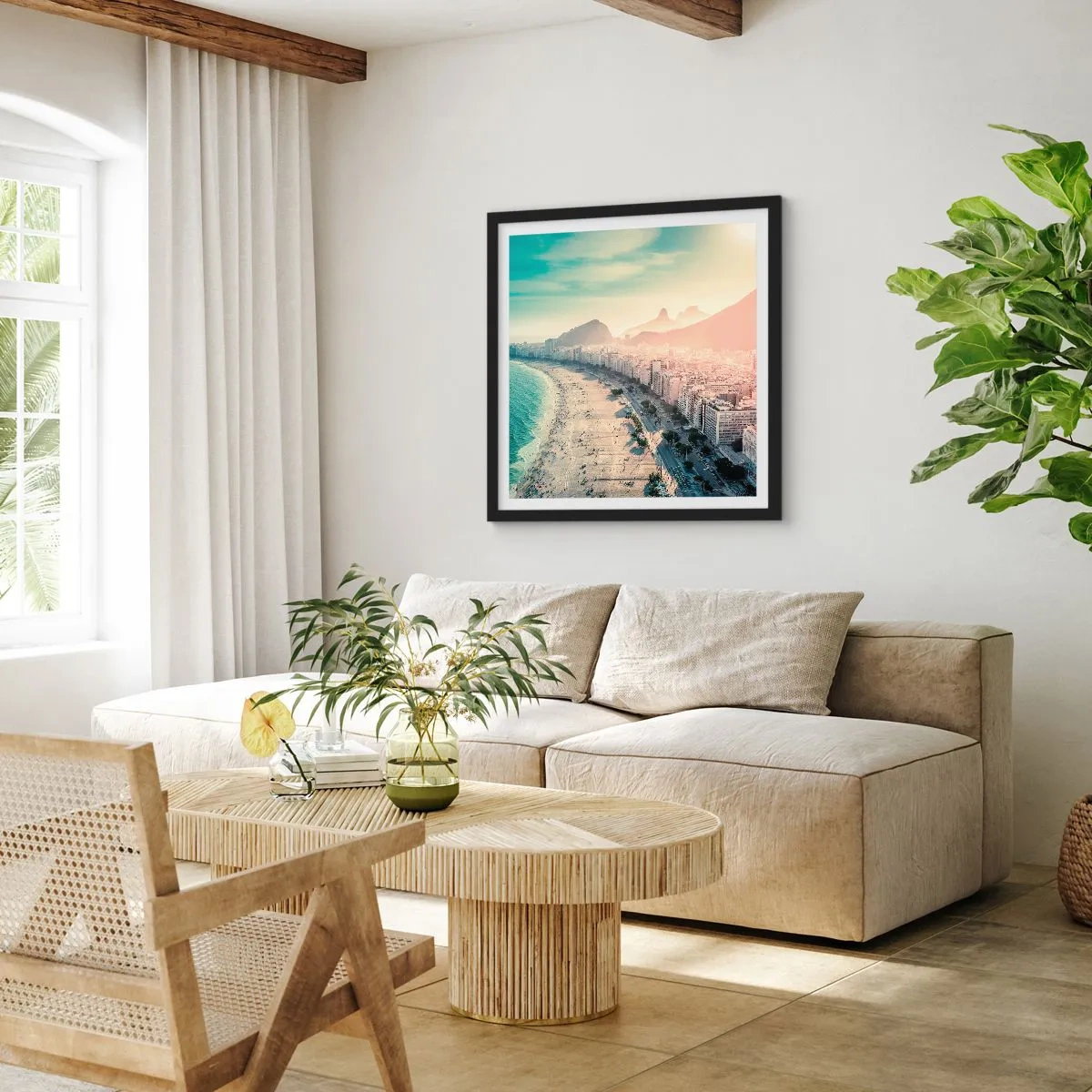 Poster în ramă neagră - Vacanță perpetuă în Rio - 60x60 cm