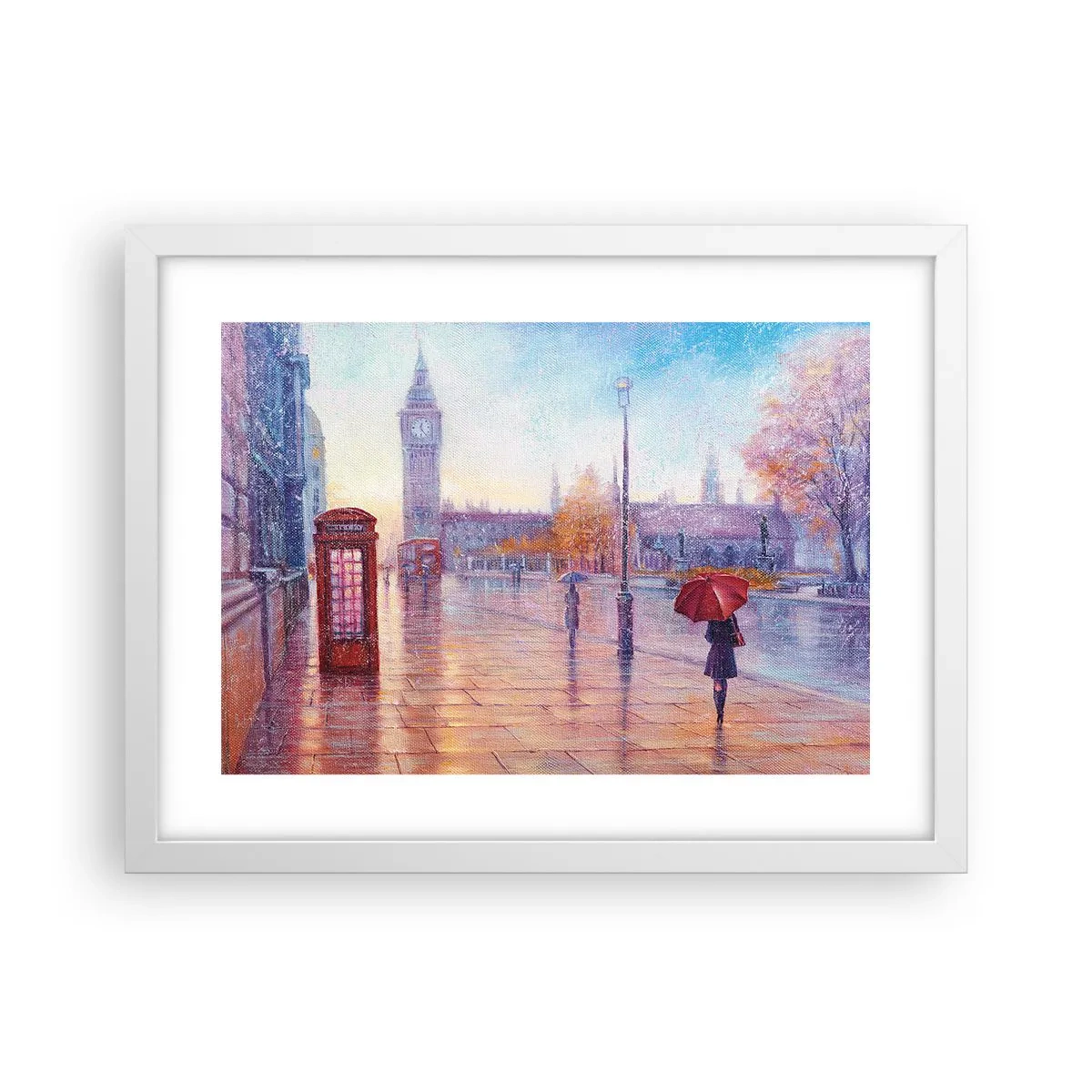 Poster în ramă albă - O zi de toamnă londoneză - 40x30 cm