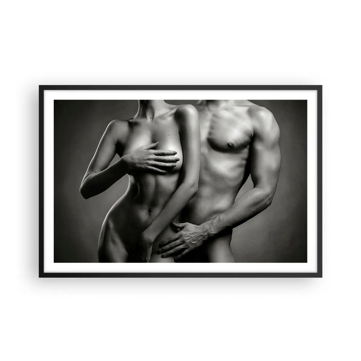Poster în ramă neagră - Adam și Eva - 91x61 cm