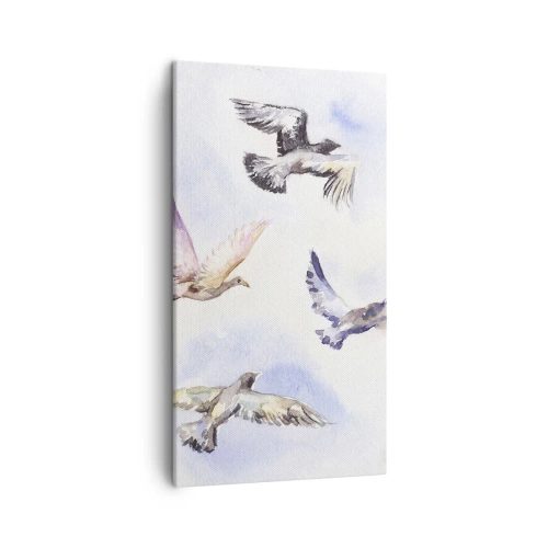 Tablou pe pânză - Libertatea în gri și albastru - 45x80 cm