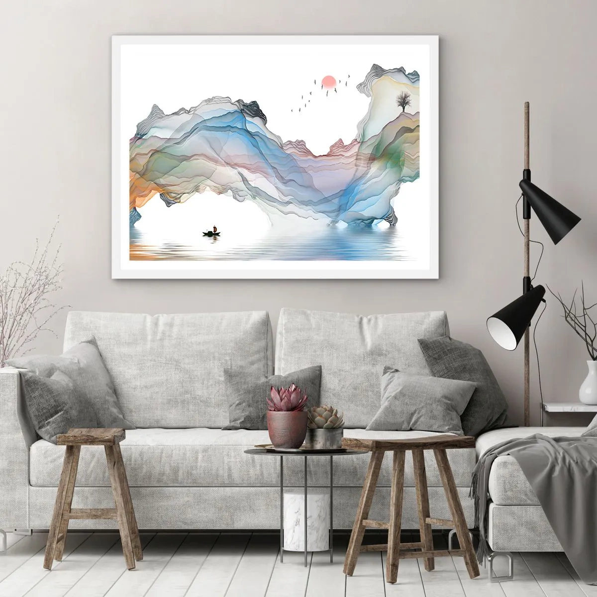 Poster în ramă albă - Spre munții de cristal - 40x30 cm