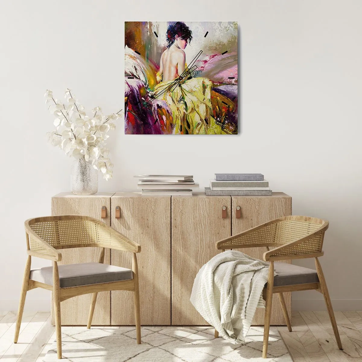 Ceas de perete - Ceas pe sticlă - Mi-aș muia buzele în paharul cu vin de pe masa ta - 30x30 cm