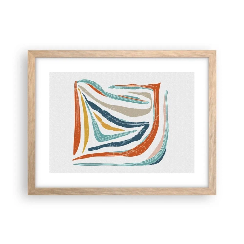 Poster în ramă de stejar deschis - Abstracție prietenoasă și zâmbitoare - 40x30 cm