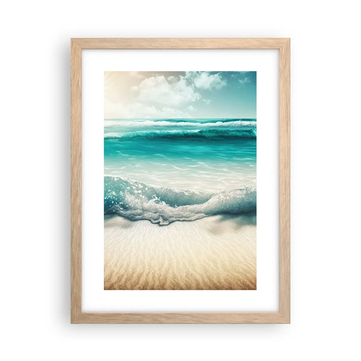 Poster în ramă de stejar deschis - Calmul oceanului - 30x40 cm