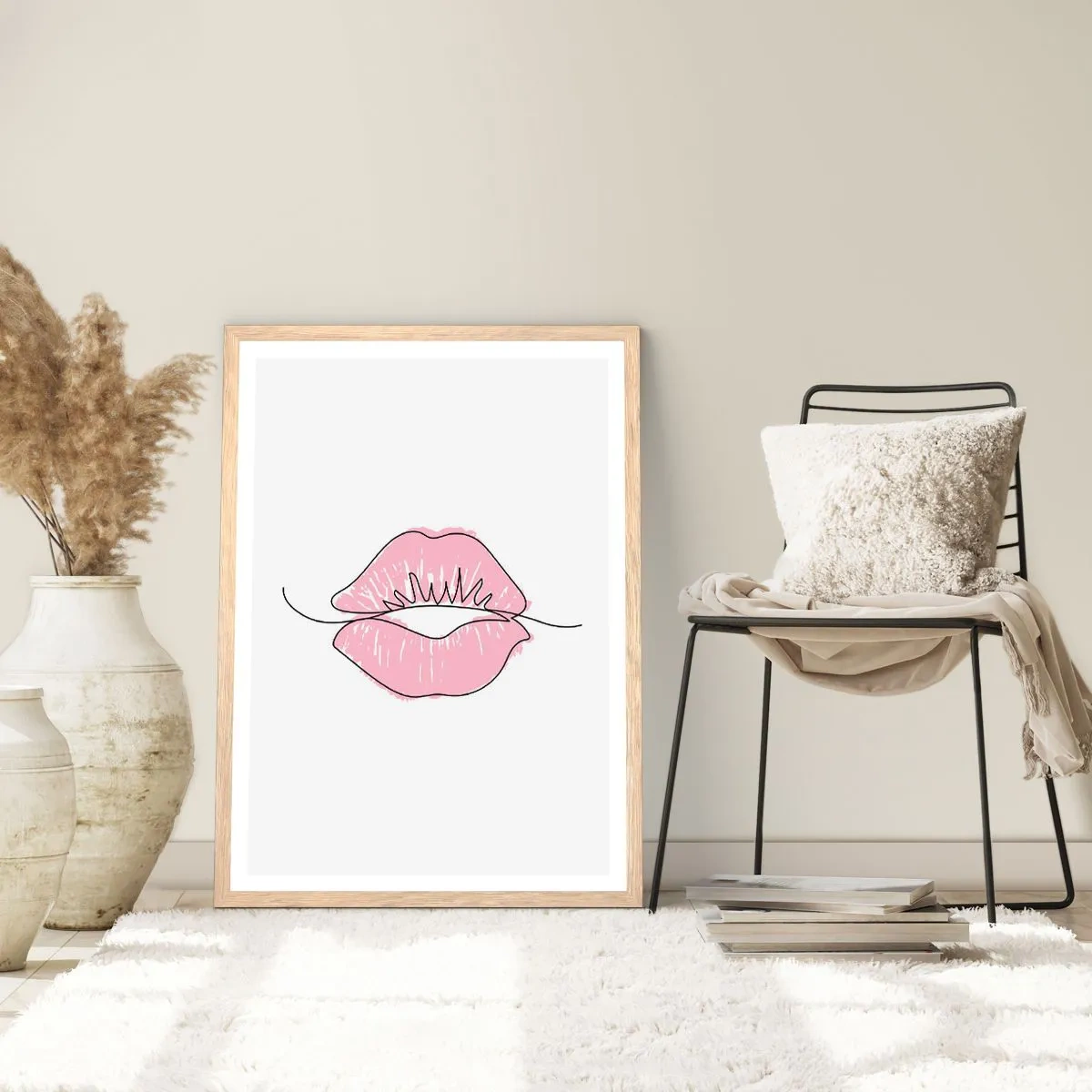 Poster în ramă de stejar deschis - Vrei un sărut? - 30x40 cm