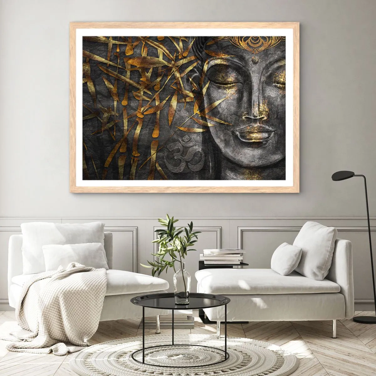 Poster în ramă de stejar deschis - Simțiți pacea - 50x40 cm