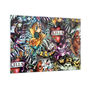 Tablou pe sticlă - Visul unui artist tatuator - 100x70 cm