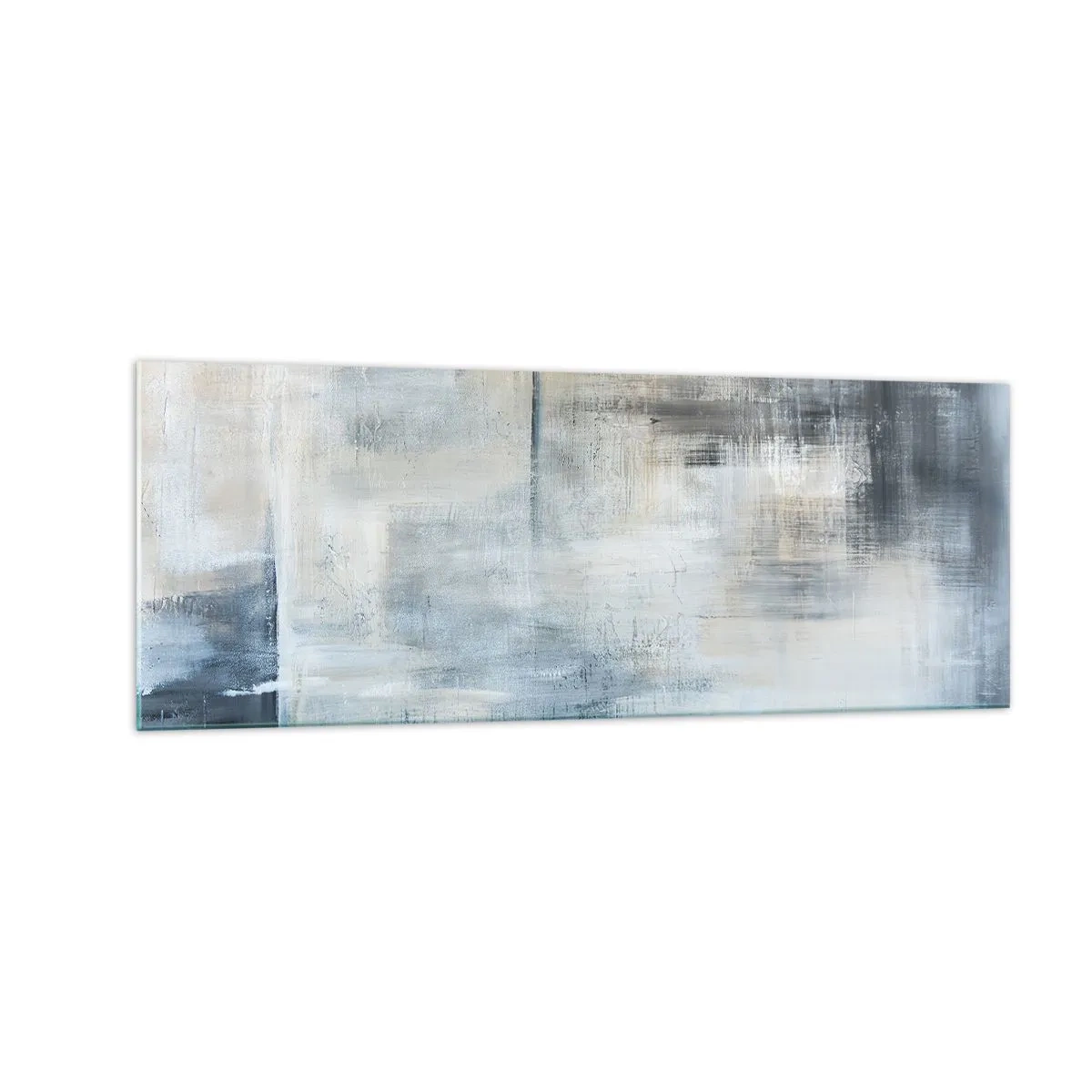 Tablou pe sticlă - În spatele unui voal albastru - 140x50 cm