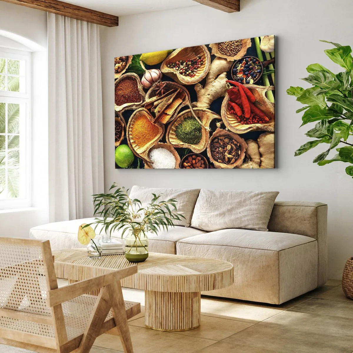 Tablou pe pânză Canvas - Boluri cu condimente în diferite culori - 70x50cm - Ia ce vrei - Decorațiune modernă pentru perete pentru living și dormitor ARTTOR