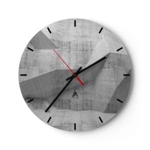 Ceas de perete - Ceas pe sticlă - Structură geometrică din beton în nuanțe de gri - 30x30cm - O adevărată provocare - Decorațiune modernă pentru perete pentru living, bucătărie și dormitor ARTTOR