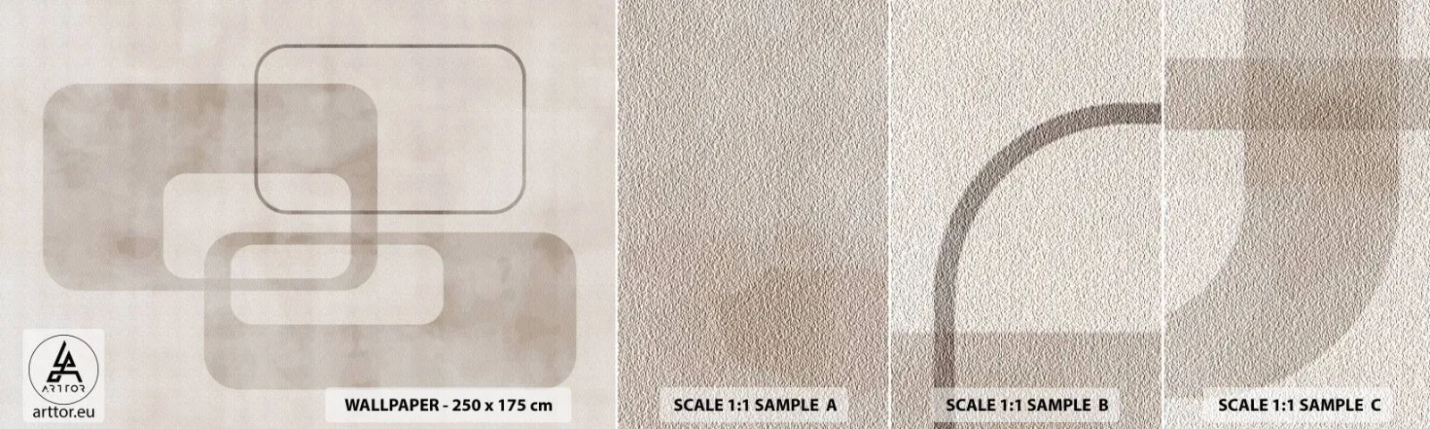 Mostră tapet autocolant Deluxe Sticker - Fuga geometrică - Forme, Minimalism, Luminos - 100x30 cm