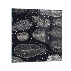 Tablou pe sticlă - Dantelă cu pene - 50x50 cm