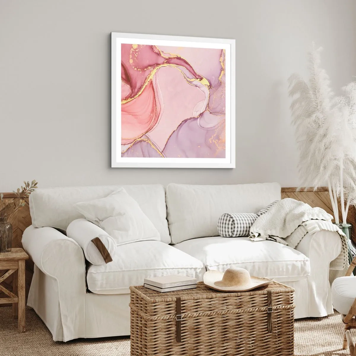 Poster în ramă albă - O mângâiere de culoare - 50x50 cm