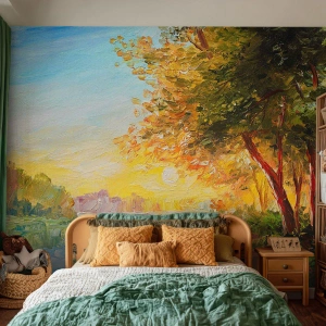 Tapet Premium Sand - Et in Arcadia ego - Peisaj, Râu, Raze de soare - 100x70 cm