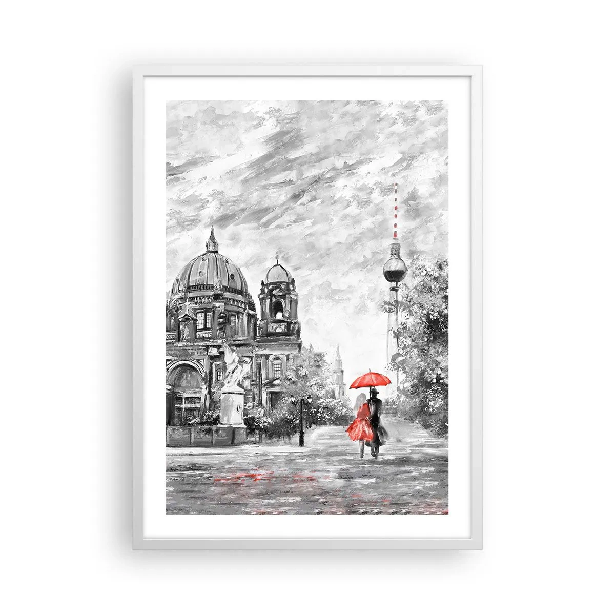 Poster în ramă albă - Reuniune în Berlin - 50x70 cm