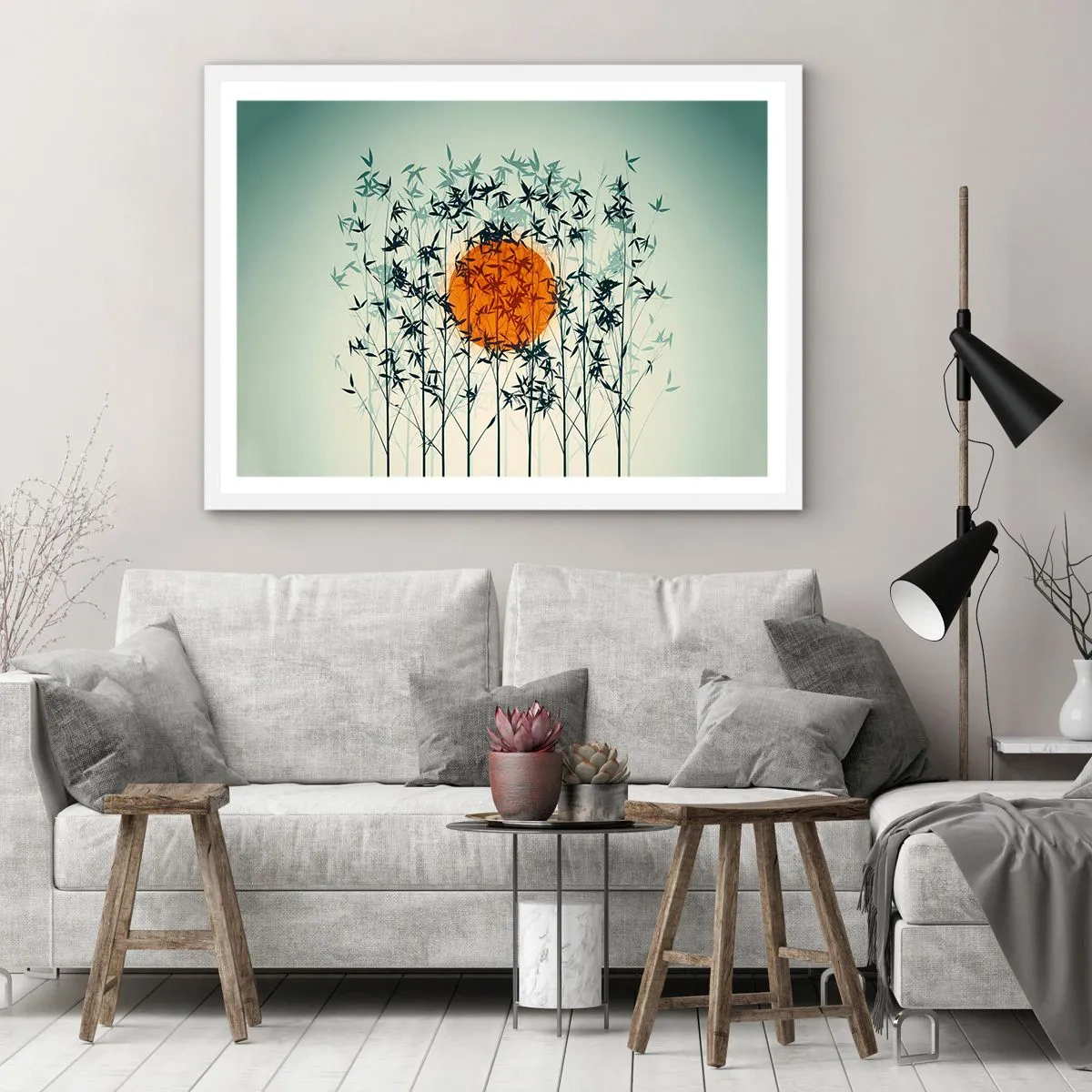 Poster în ramă albă - Soarele japonez - 91x61 cm