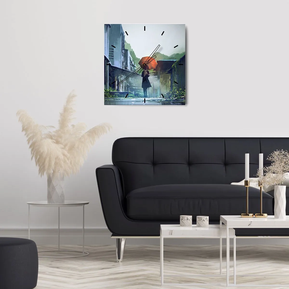 Ceas de perete - Ceas pe sticlă - Ploaie revitalizantă - 30x30 cm