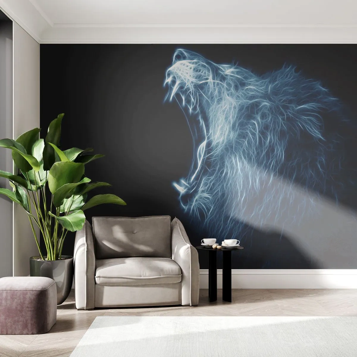 Tapet Autoadeziv Deluxe Sticker - Mânia înflăcărată a regelui - Abstracția, Leu, Animale - 250x175 cm